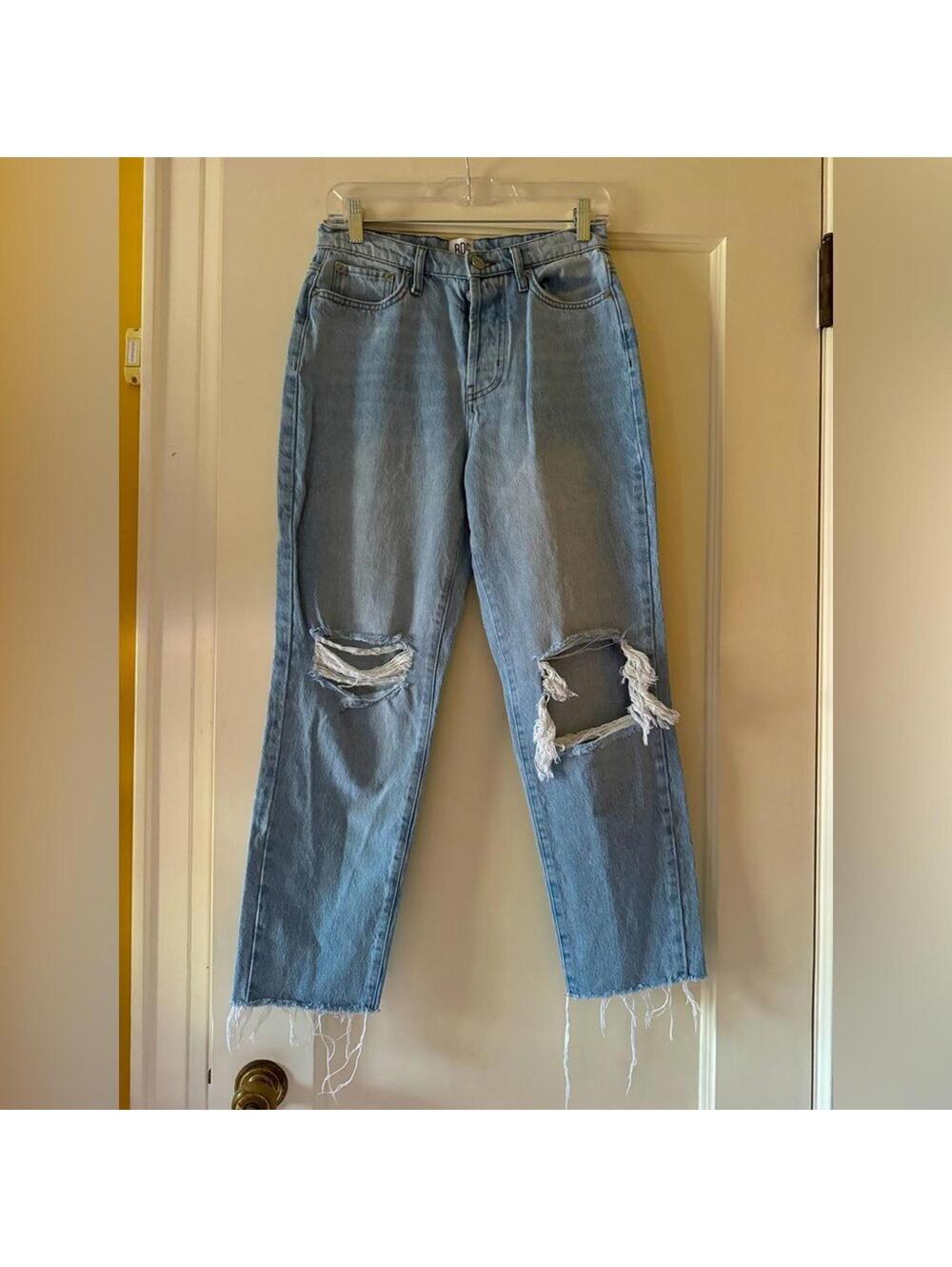 BDG distressed light wash slim straight jeans button fly 27